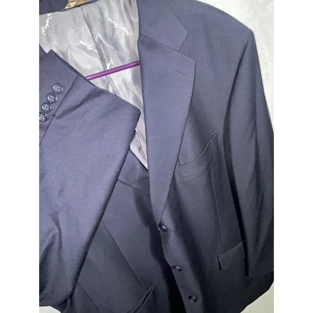 Lana LUXE Blue NAvy Super 140s Merino Wool 3 button size 50 DV Mens Blazer EUC